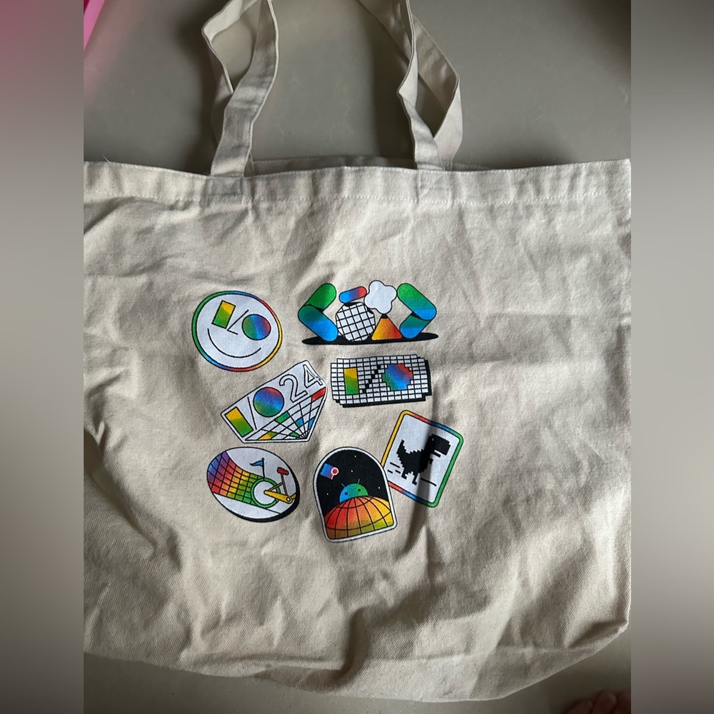 Google IO 24 Canvas Tote Bag with Colorful Graphics